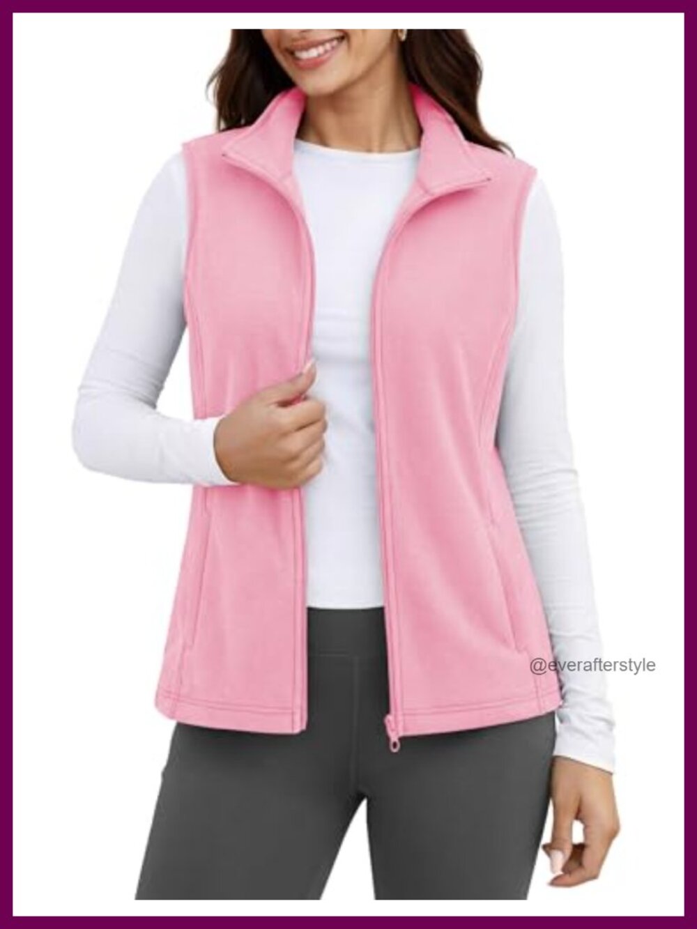 Women's Fleece Vest Sleeveless Zip Jacket Warm Outerwear with Pockets